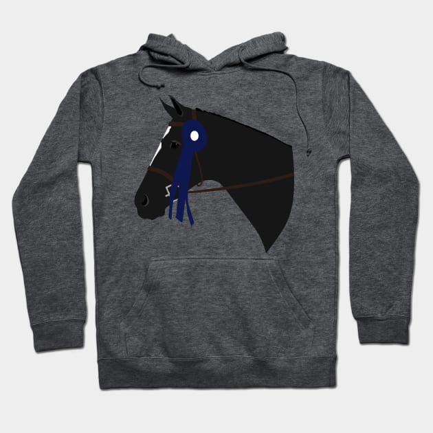 Blue Ribbon (Black Horse) Hoodie by AliScarletAdams